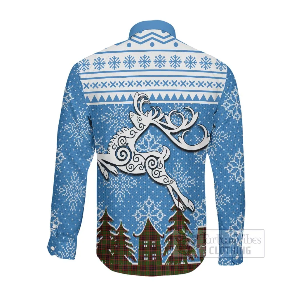 Buchan Clan Christmas Long Sleeve Button Shirt Celtic Reindeer Style