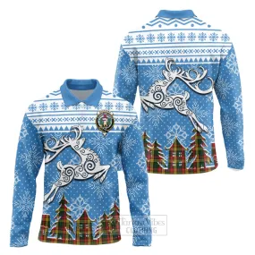 Buchanan Clan Christmas Long Sleeve Polo Shirt Celtic Reindeer Style