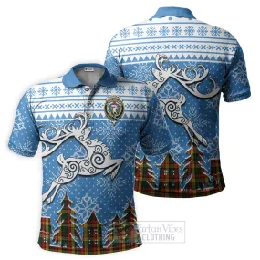 Buchanan Clan Christmas Polo Shirt Celtic Reindeer Style