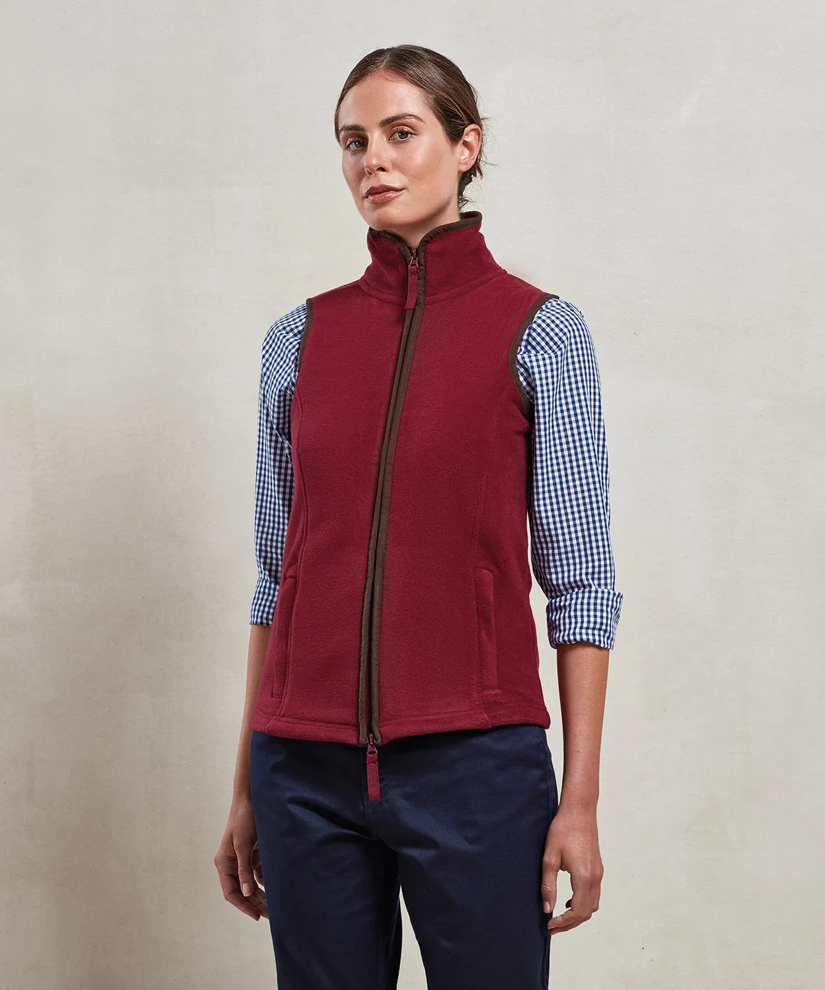 Burgundy/Brown - Women’s artisan fleece gilet