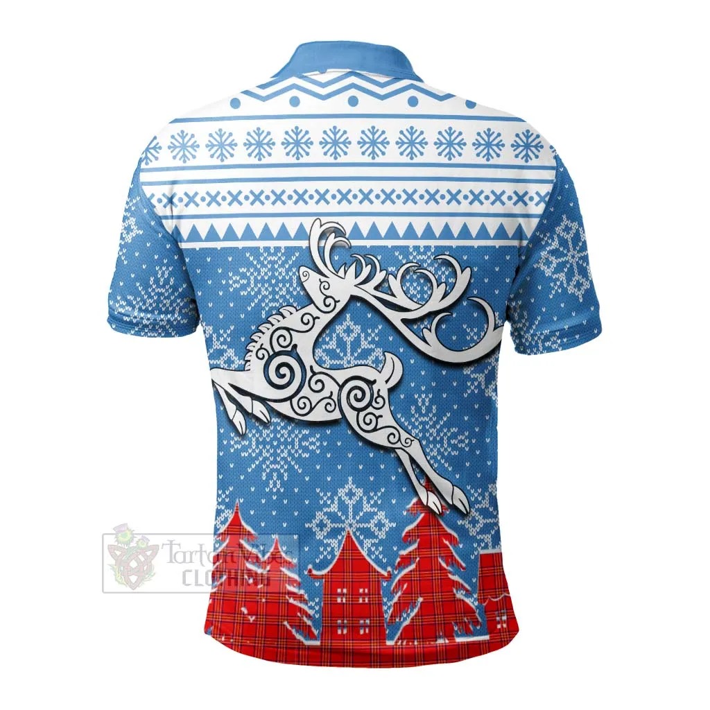 Burnett Clan Christmas Polo Shirt Celtic Reindeer Style