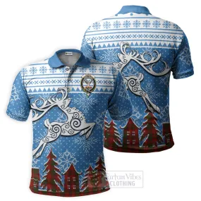 Burns Clan Christmas Polo Shirt Celtic Reindeer Style