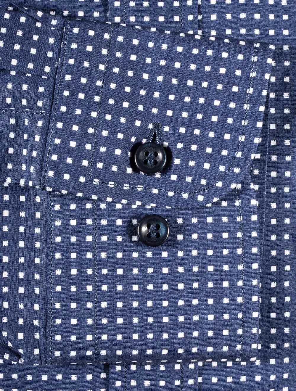 Button Down Dot Pattern Shirt Blue