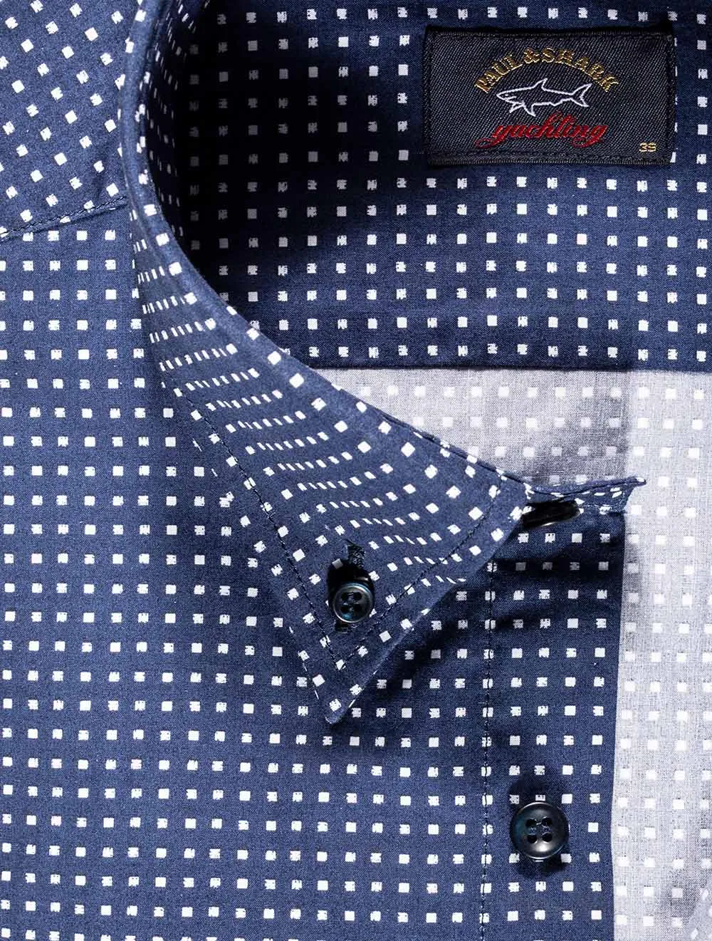 Button Down Dot Pattern Shirt Blue