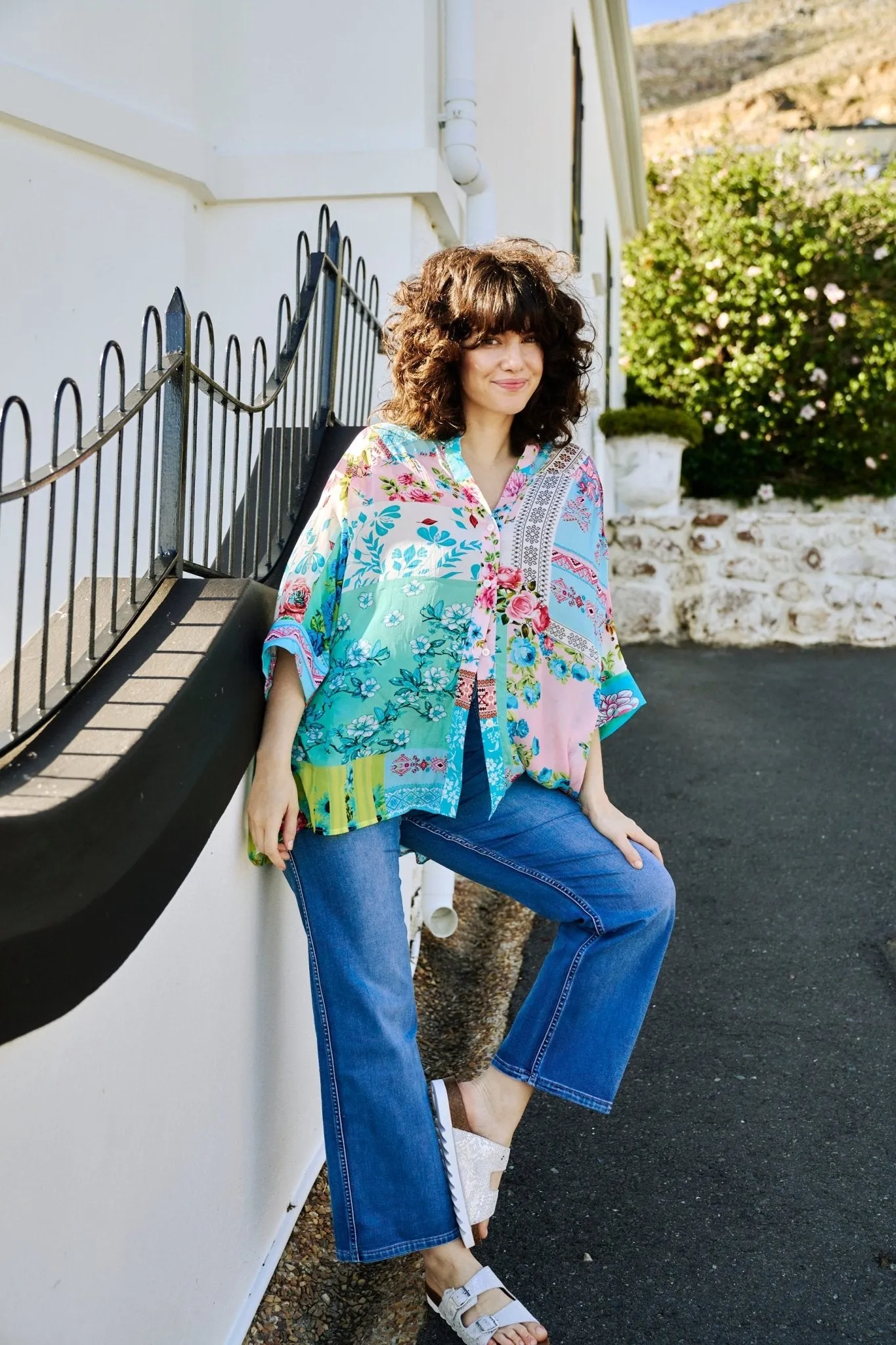 Button Up Blouse In Floral Print