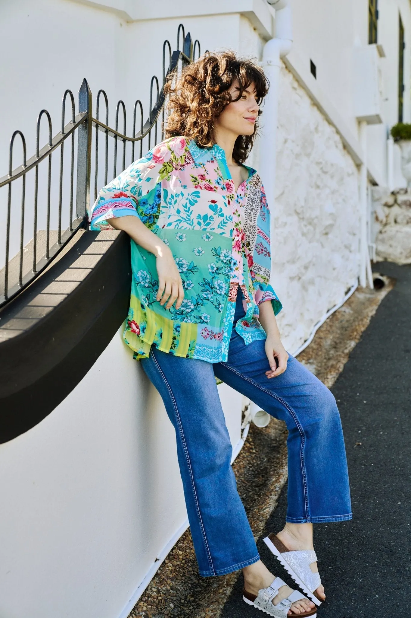 Button Up Blouse In Floral Print