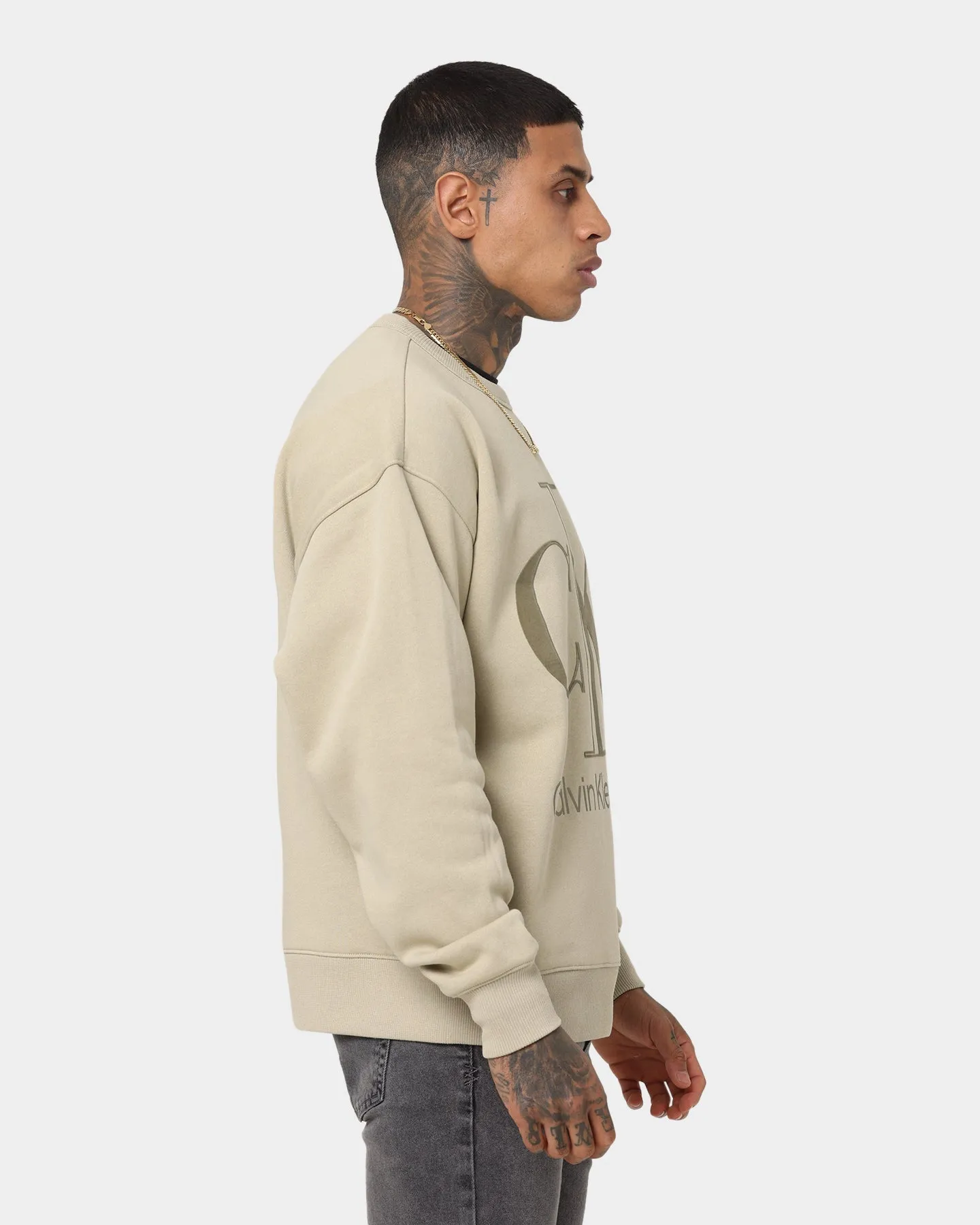 Calvin Klein High Shine CK Institution Crewneck Wheat Fields