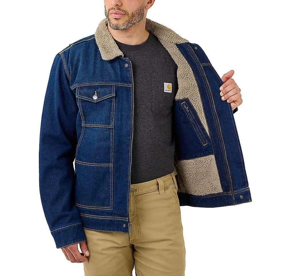 Carhartt Denim Sherpa Lined Herren Jeans Jacke Glacier 105478