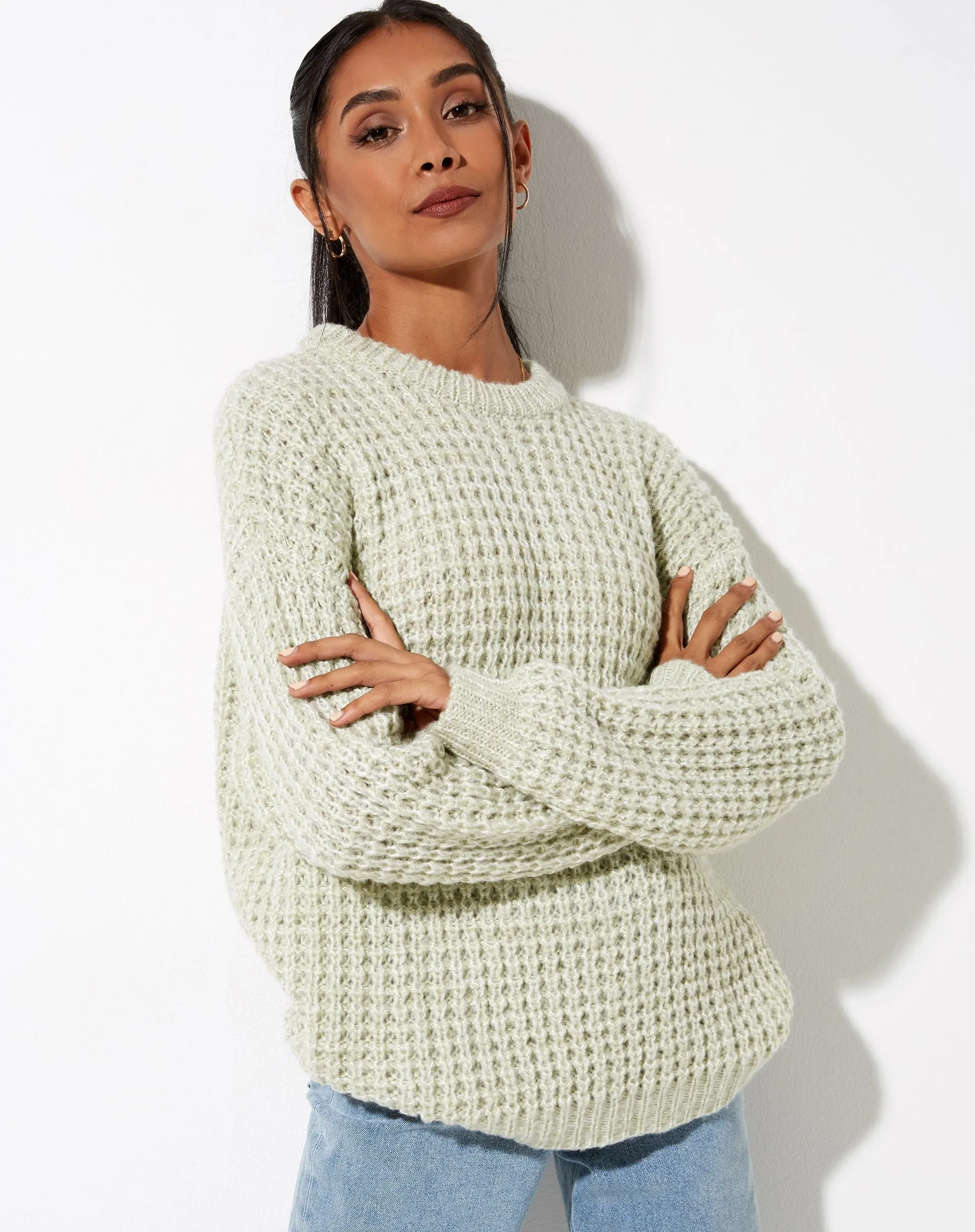 Caribou Jumper in Chunky Knit Mint