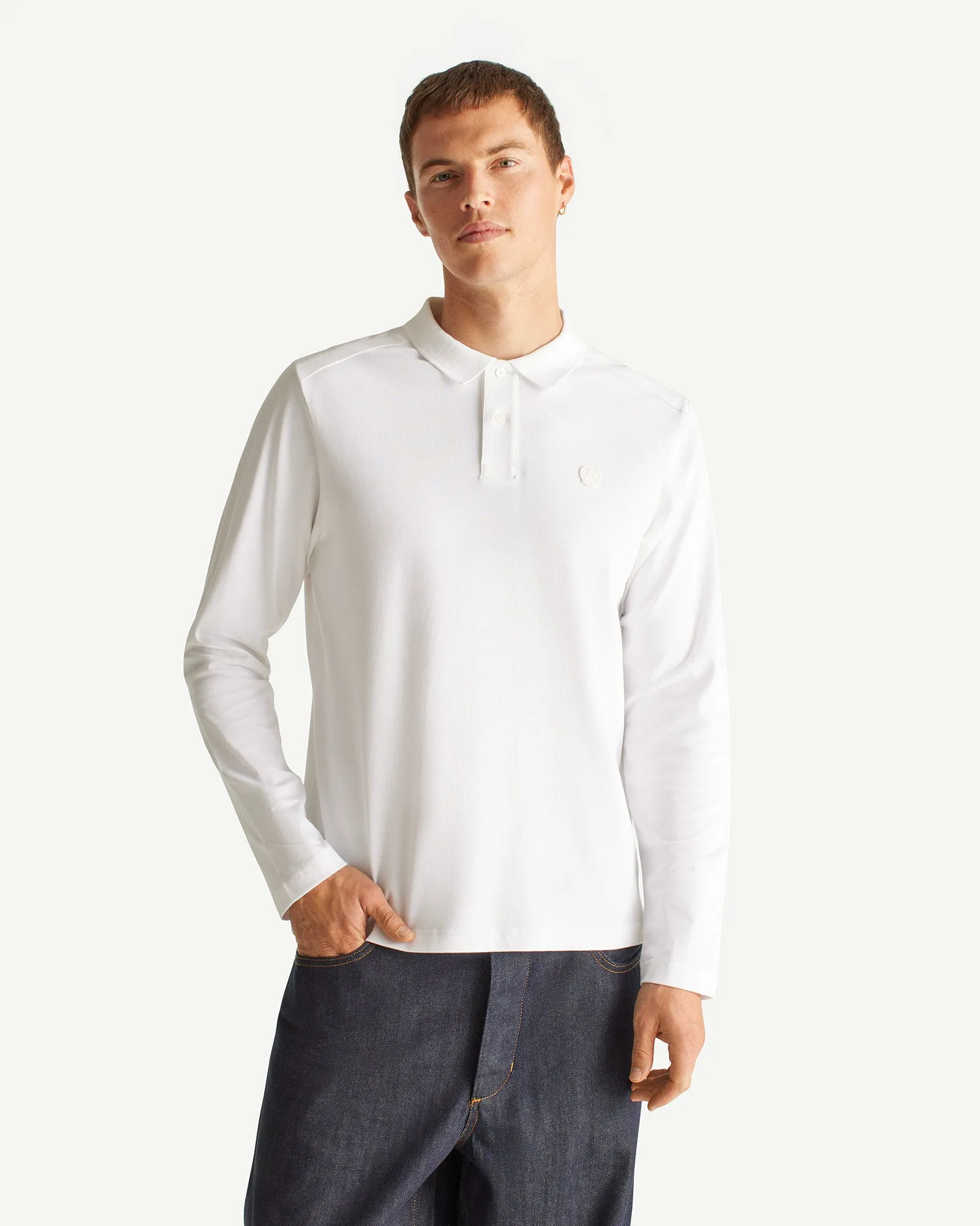 Carlos cotton long-sleeved polo shirt White