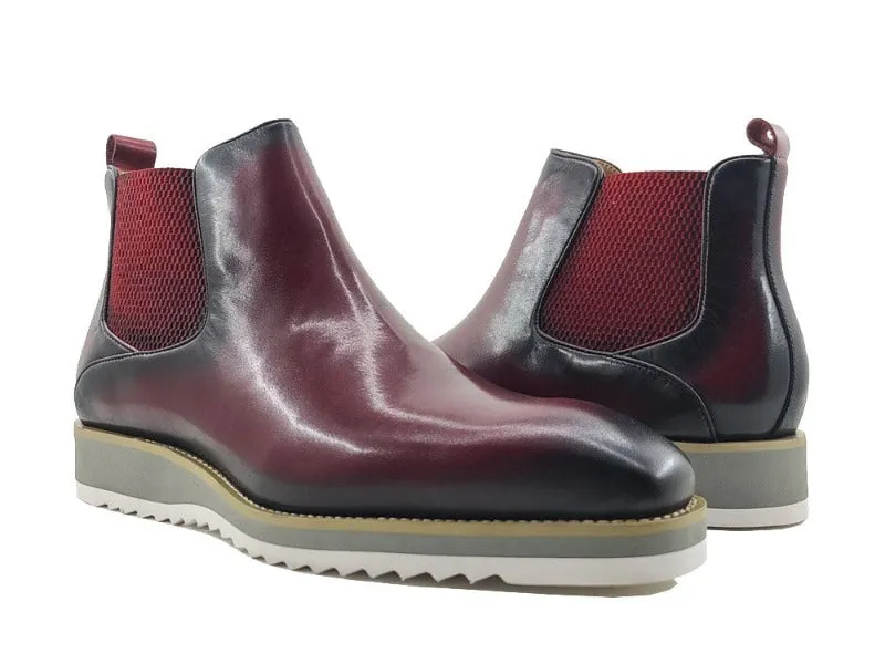 Carrucci chelsea boot burgundy slip on men's boots genuine leather