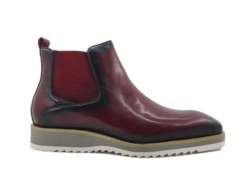 Carrucci chelsea boot burgundy slip on men's boots genuine leather