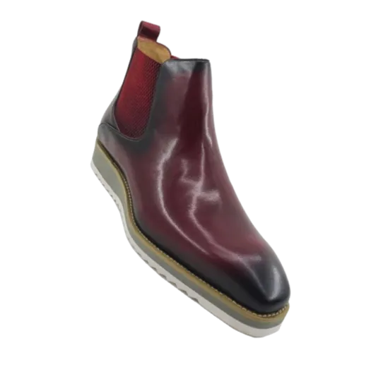 Carrucci chelsea boot burgundy slip on men's boots genuine leather