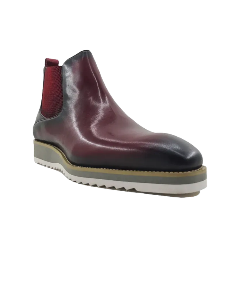 Carrucci chelsea boot burgundy slip on men's boots genuine leather