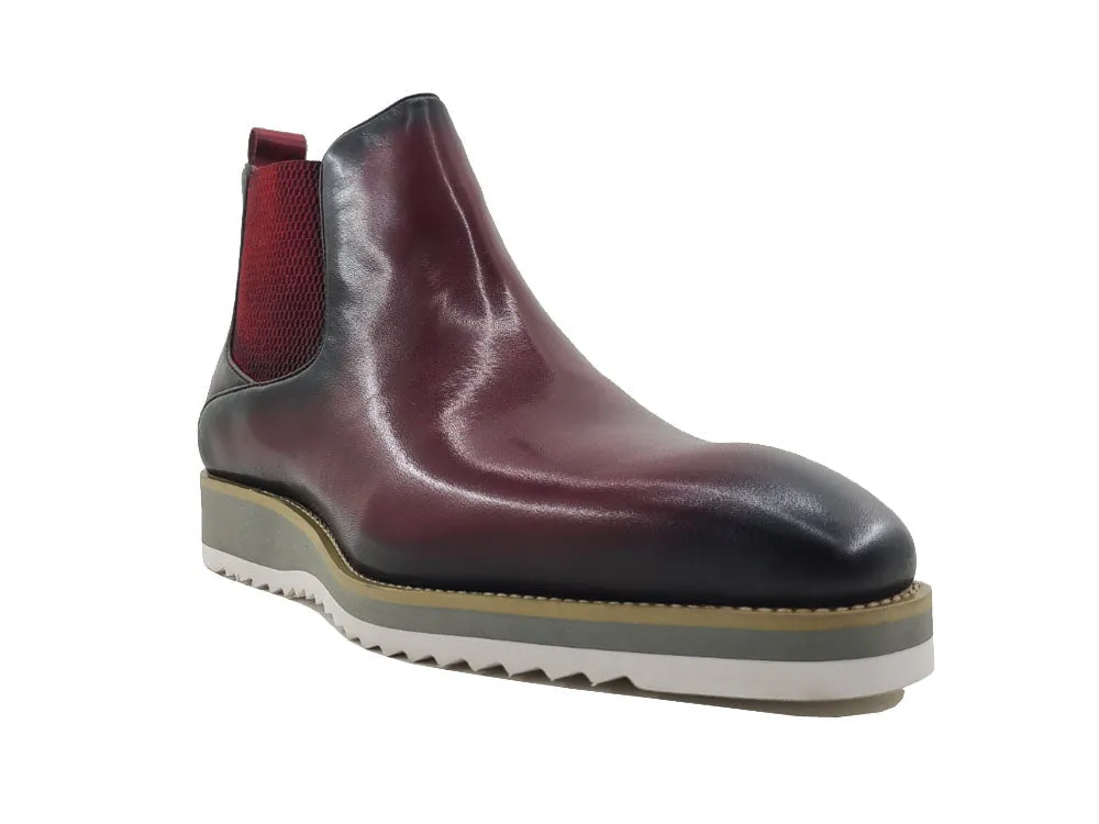 Carrucci chelsea boot burgundy slip on men's boots genuine leather