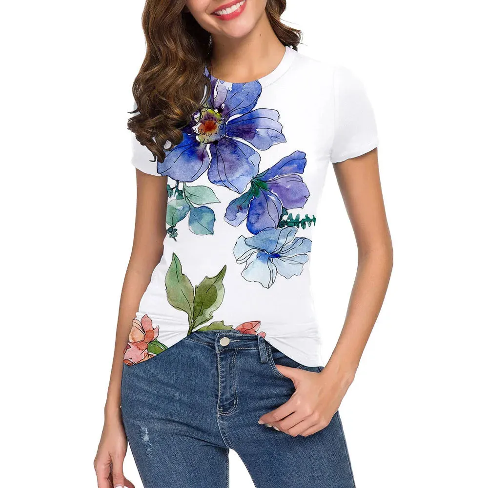 Casual And Comfortable Women's T-shirt Elegant Fashion Printed Loose Crew Neck Short Sleeve Top New Simple Women's Short Sleeve