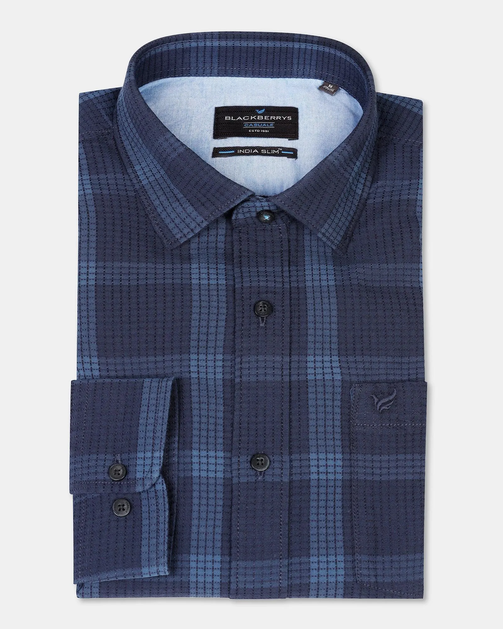 Casual Blue Check Shirt - Audrey