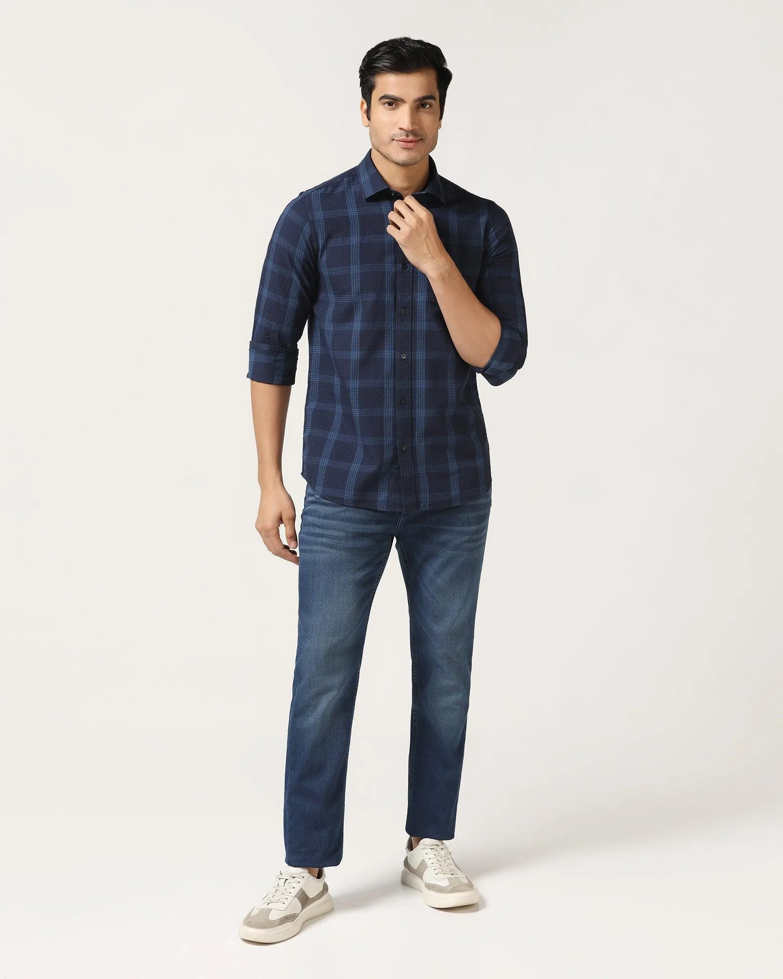 Casual Blue Check Shirt - Audrey