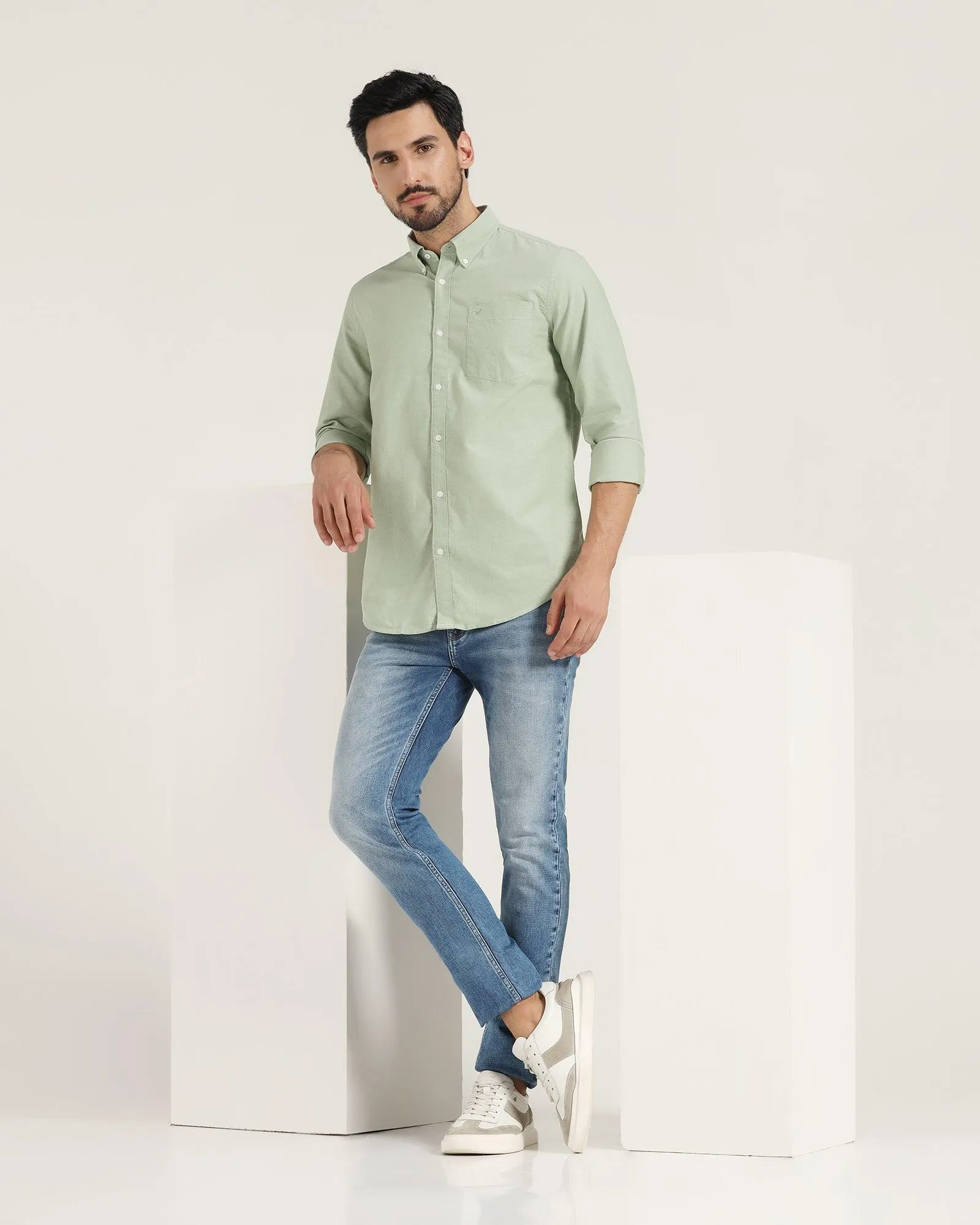 Casual Green Solid Shirt - Ronic