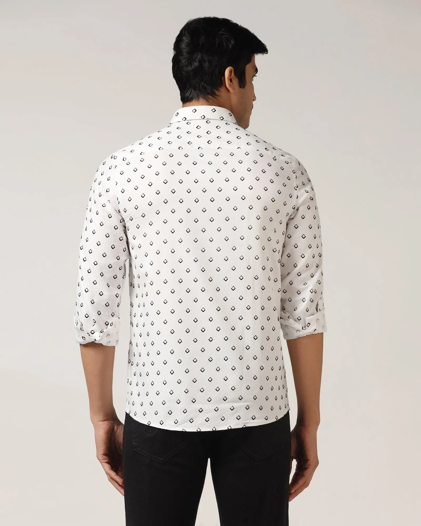 Casual White Printed Shirt - Dynamo