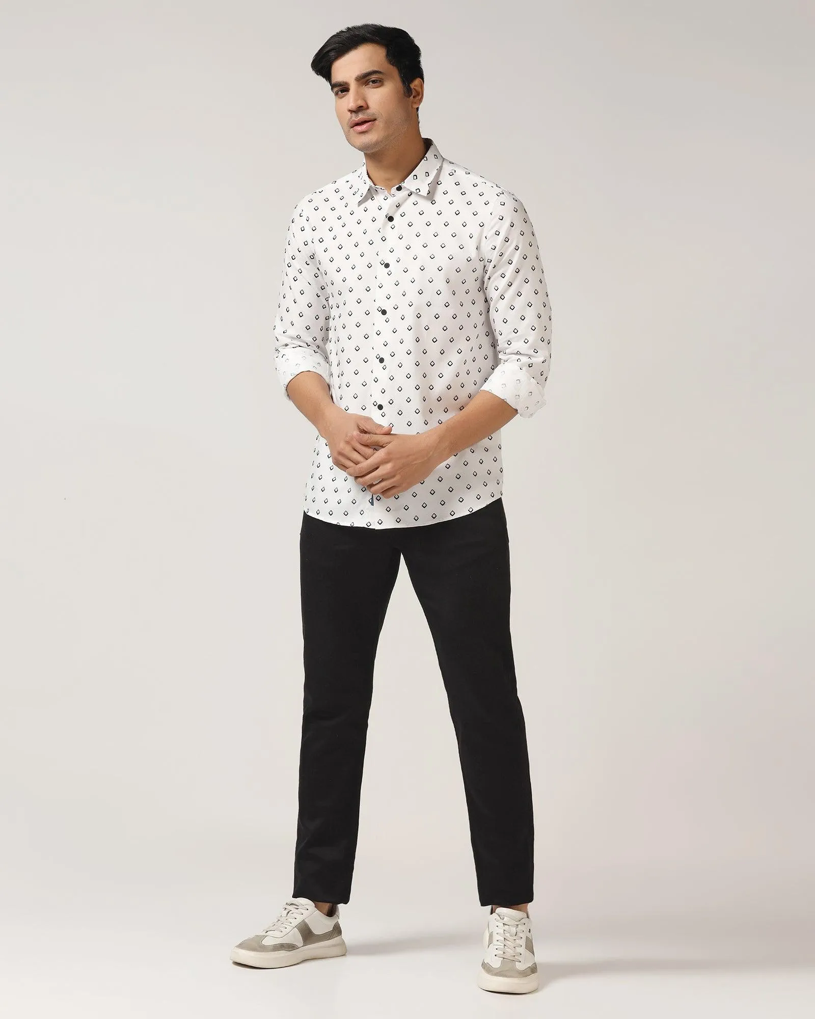 Casual White Printed Shirt - Dynamo