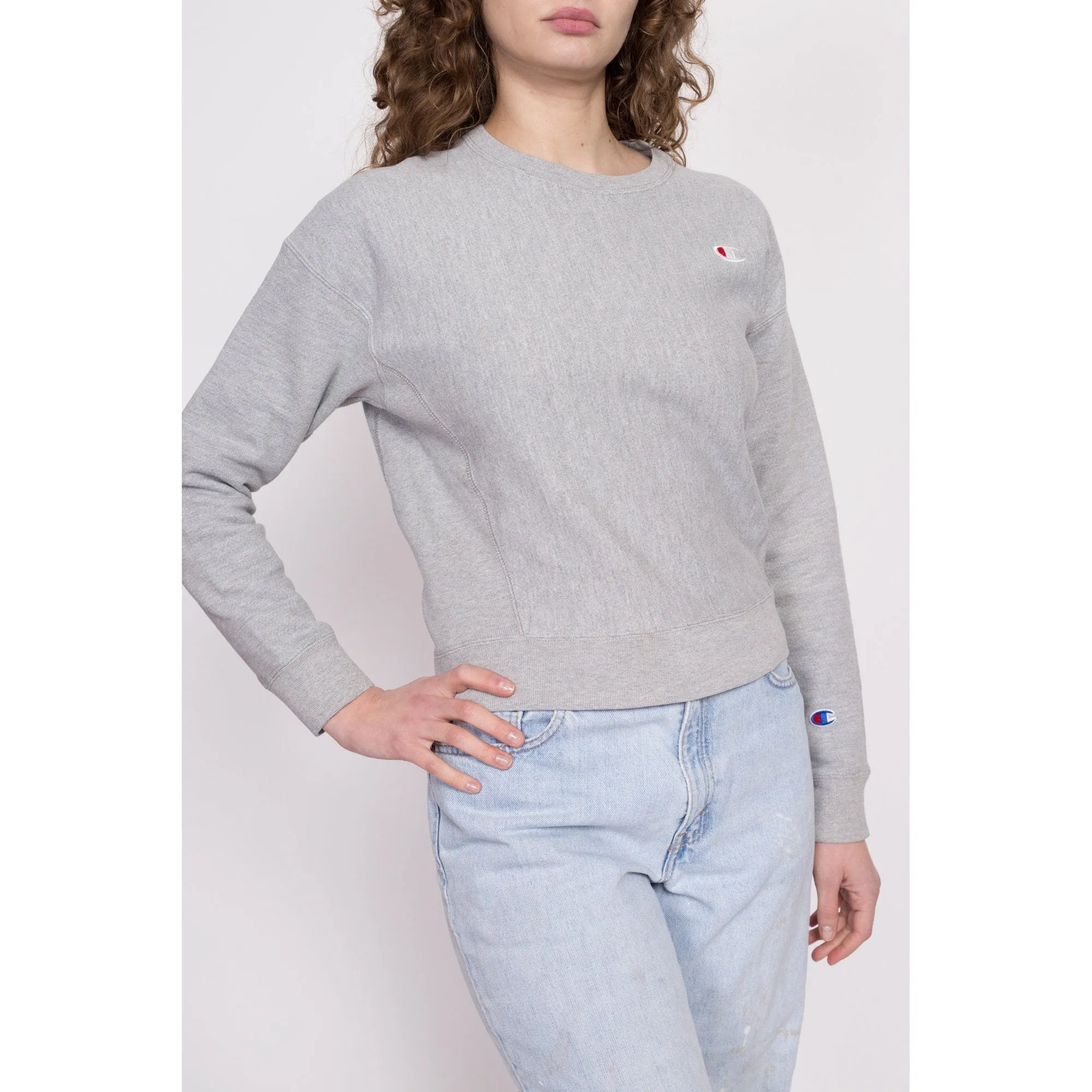 Champion Heather Grey Cropped Sweatshirt - Extra Small