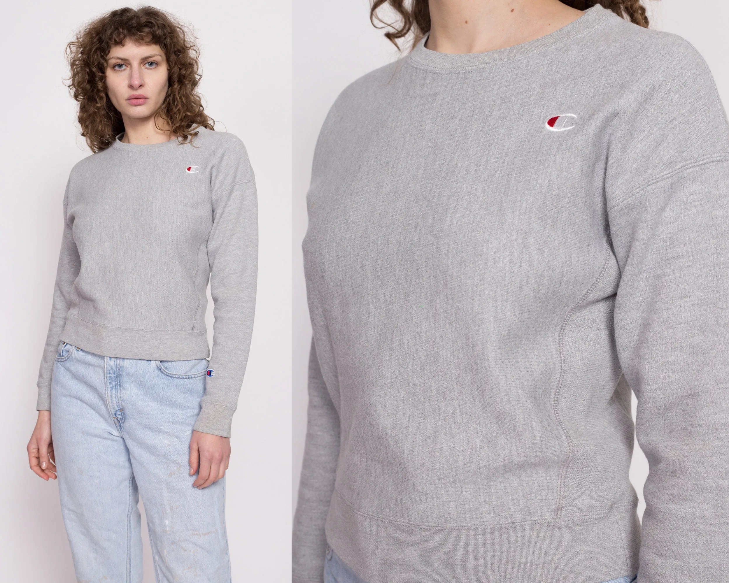 Champion Heather Grey Cropped Sweatshirt - Extra Small