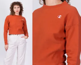 Champion Reverse Weave Orange Cropped Sweatshirt - Extra Small