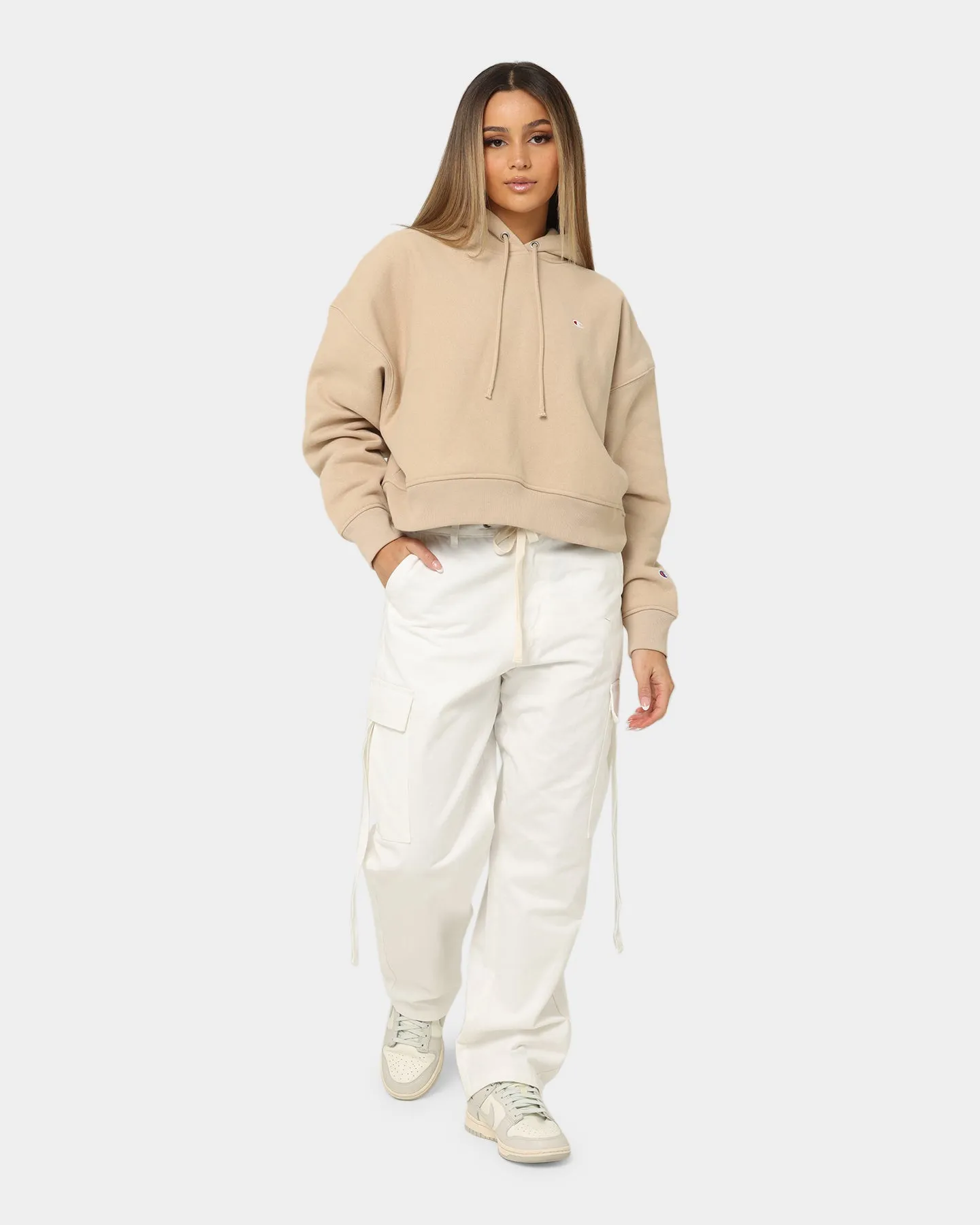 Champion Women's Reverse Weave Level Up Hoodie Cafe Latte