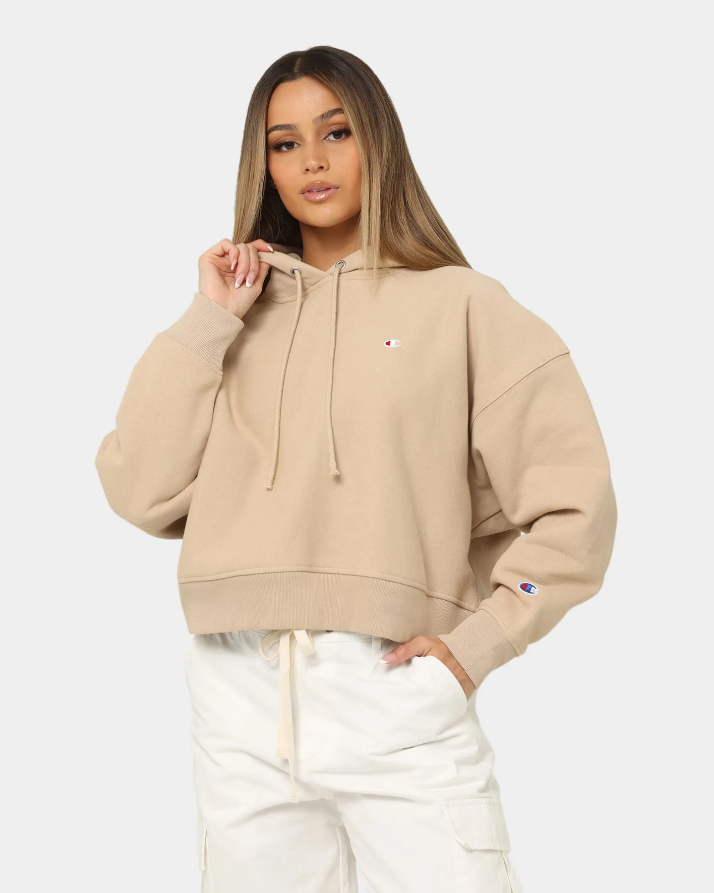 Champion Women's Reverse Weave Level Up Hoodie Cafe Latte