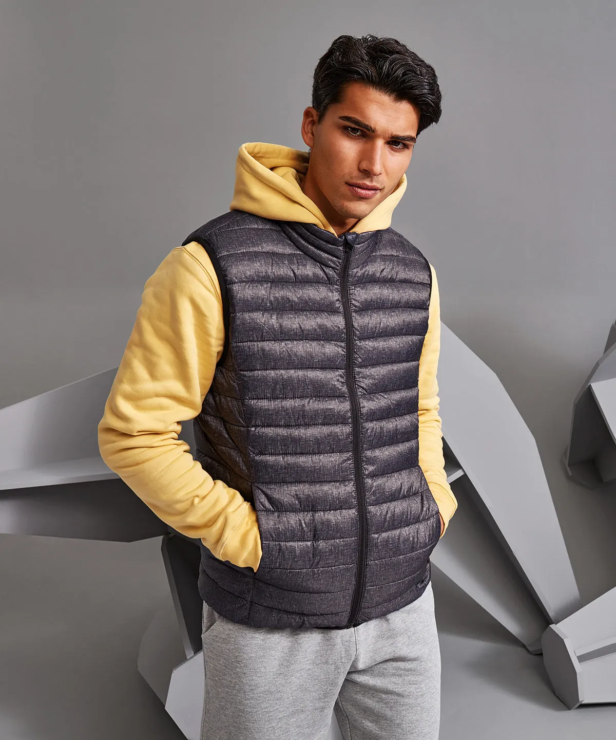 Charcoal Melange - Melange padded gilet