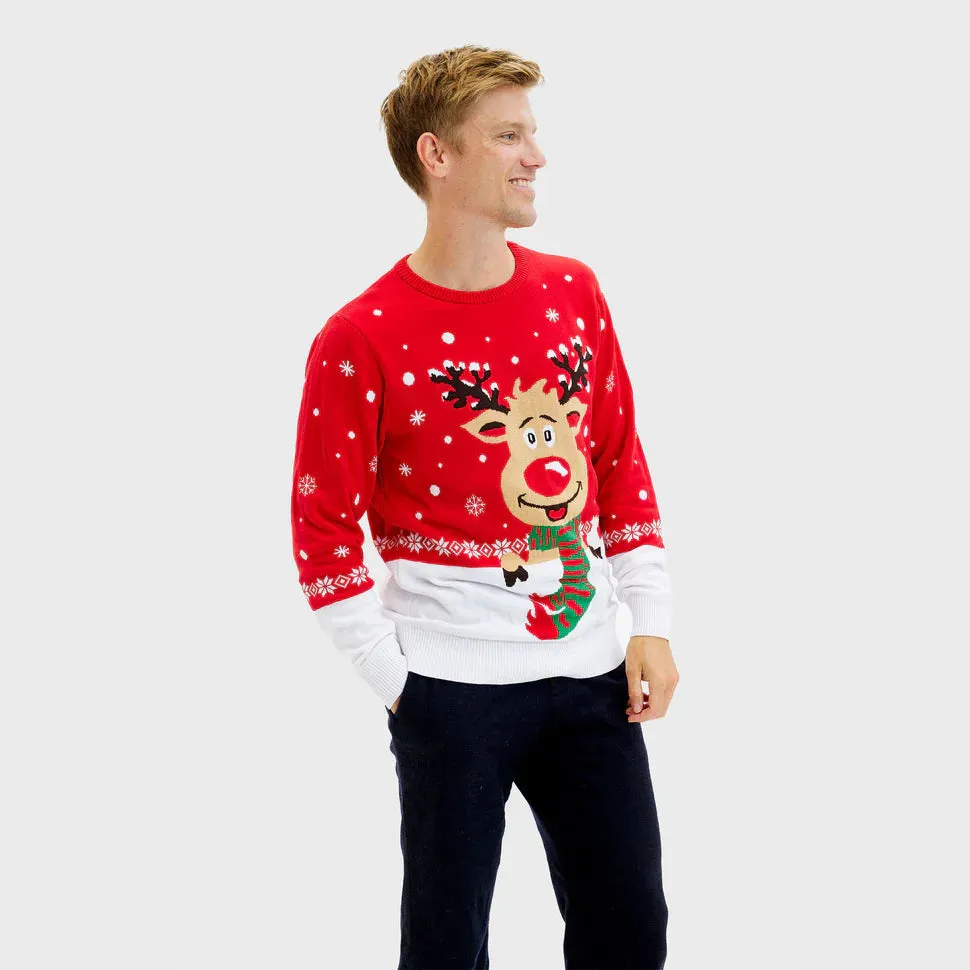 Cheerful Men's Sweater with Reindeer Design