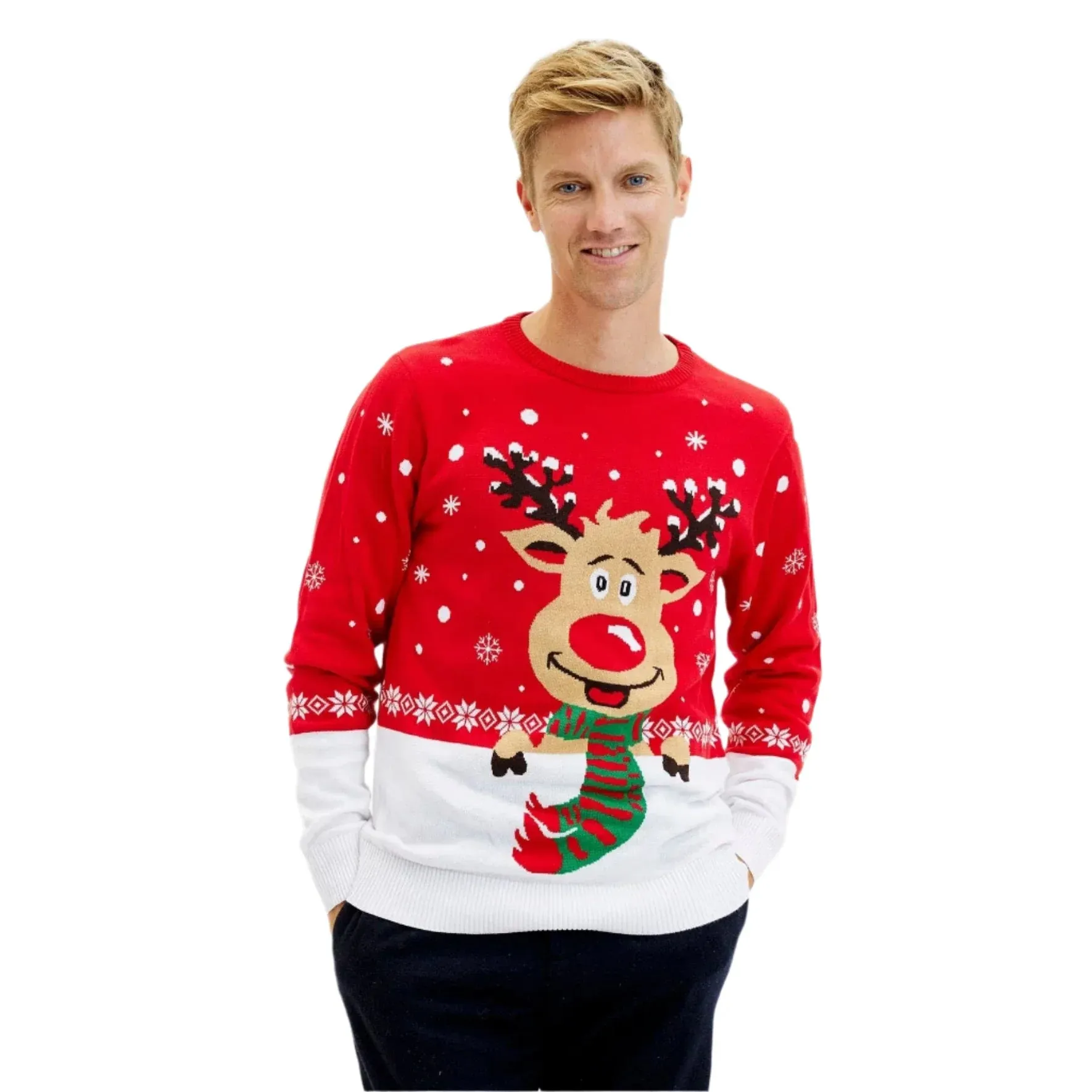 Cheerful Men's Sweater with Reindeer Design