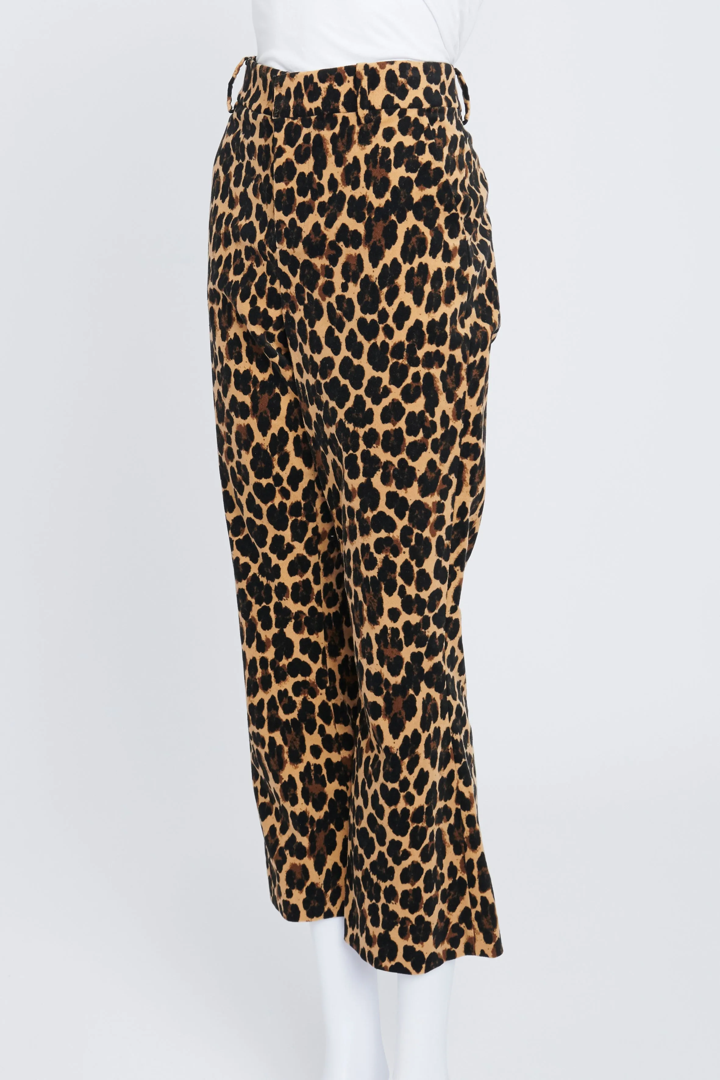 Cheetah Print Cropped Cotton Trousers