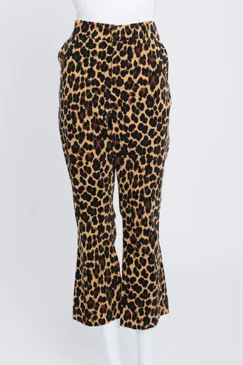 Cheetah Print Cropped Cotton Trousers