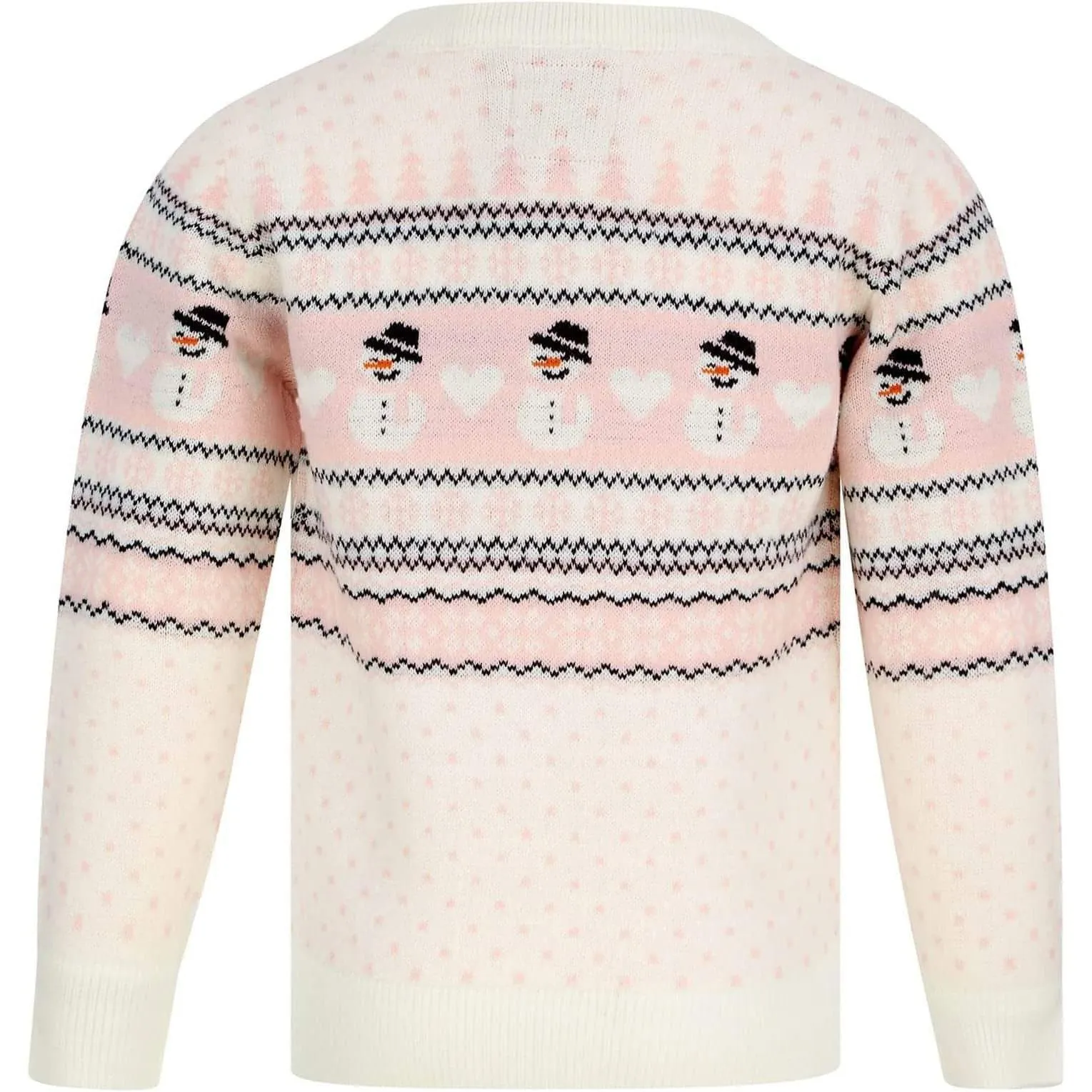 Christmas Snowman Nordic Fairisle Junior Christmas Jumper - Pink