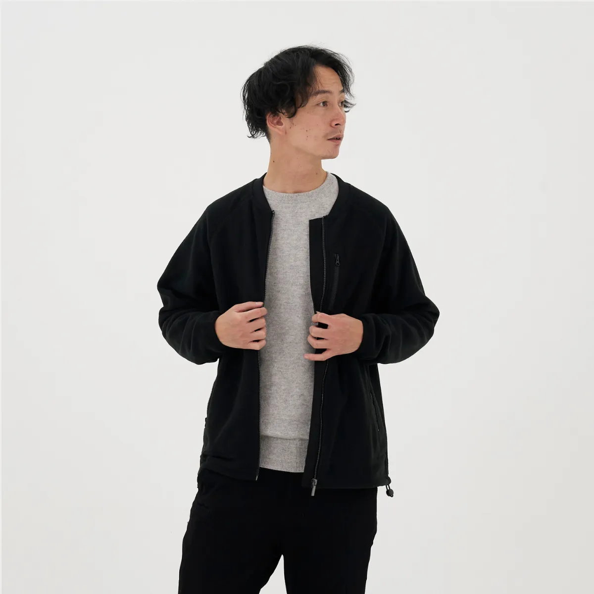 Collarless Fleece Jacket