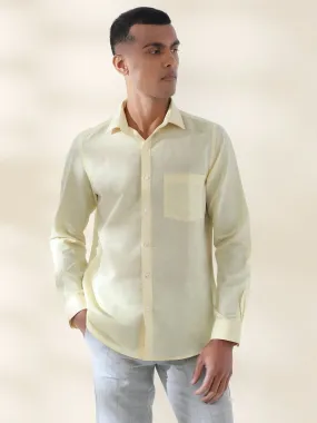 Cotton Linen Lemon Plain Full Sleeve Formal Shirt