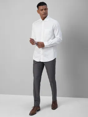 Cotton Stretch White Plain Slim Fit Full Sleeve Formal Shirt