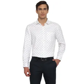 Cotton White Slim Fit Regular Fit Printed Formal Shirt