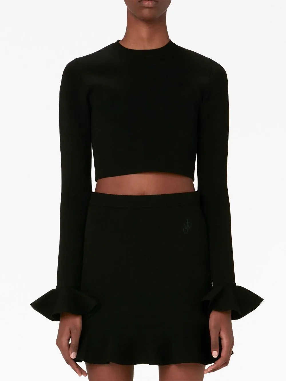 Cropped Ruffled Sleeve Jumper