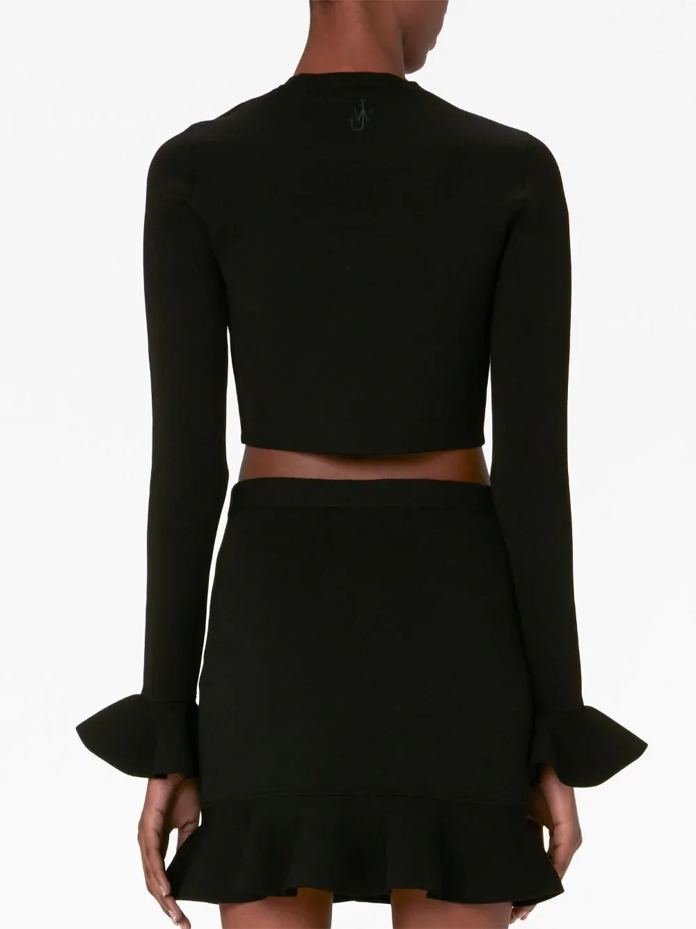 Cropped Ruffled Sleeve Jumper