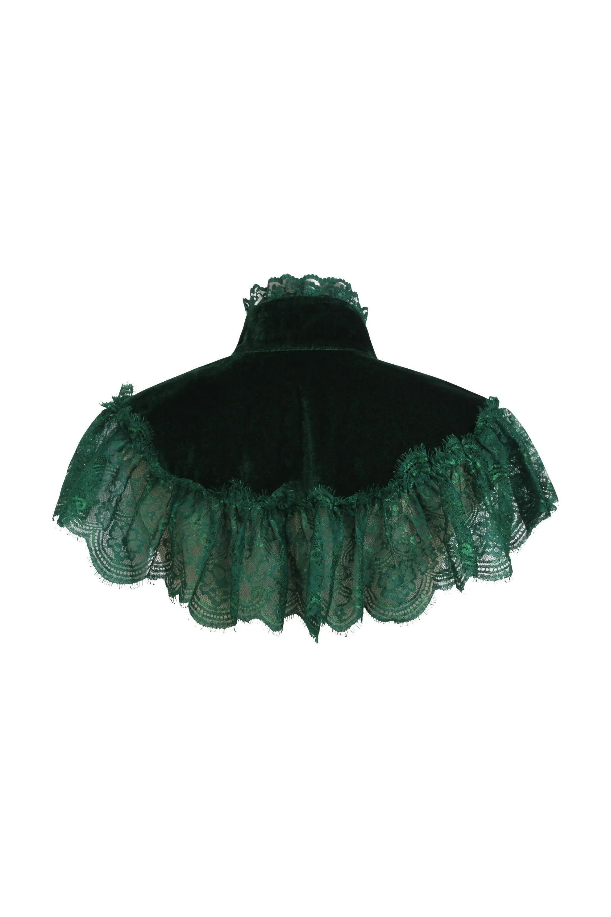 Dark Green Velvet & Lace Capelet