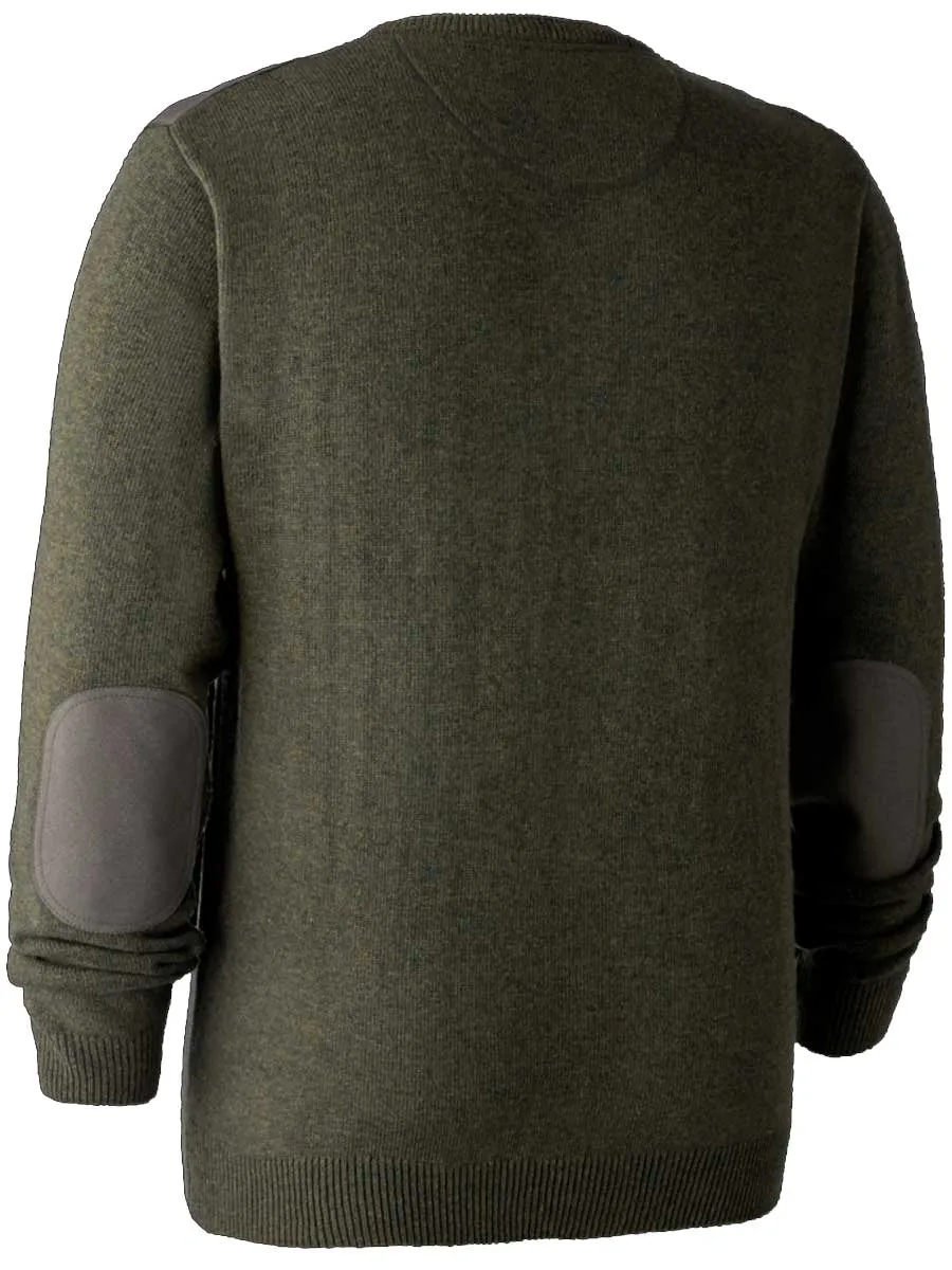 DEERHUNTER Sheffield Knit V-Neck Jumper - Mens - Green Melange