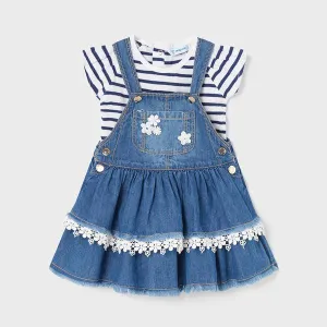 DENIM DUNGAREE SKIRT SET FOR BABY GIRLS