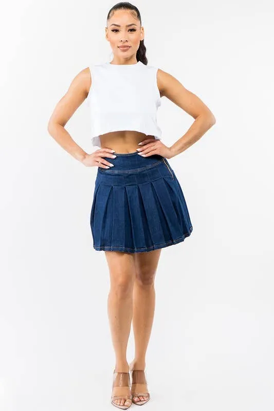 Denim Mini Skater Skirt