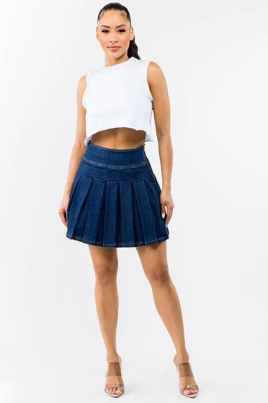 Denim Mini Skater Skirt