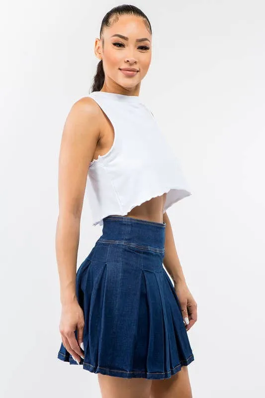 Denim Mini Skater Skirt