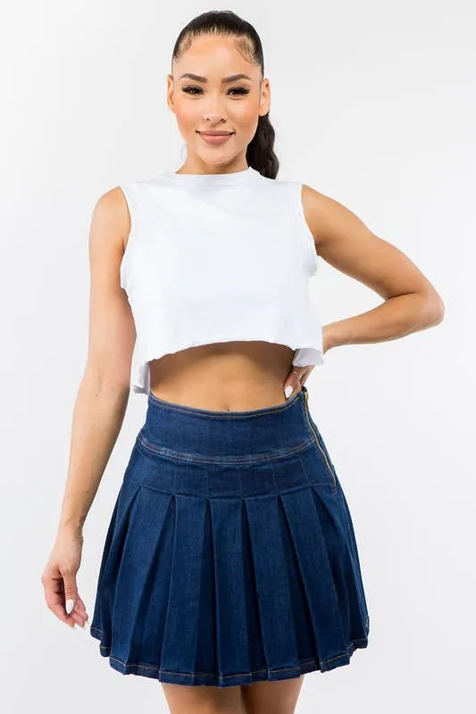 Denim Mini Skater Skirt