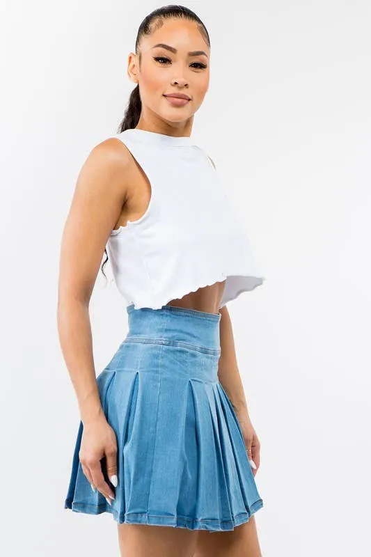 Denim Mini Skater Skirt